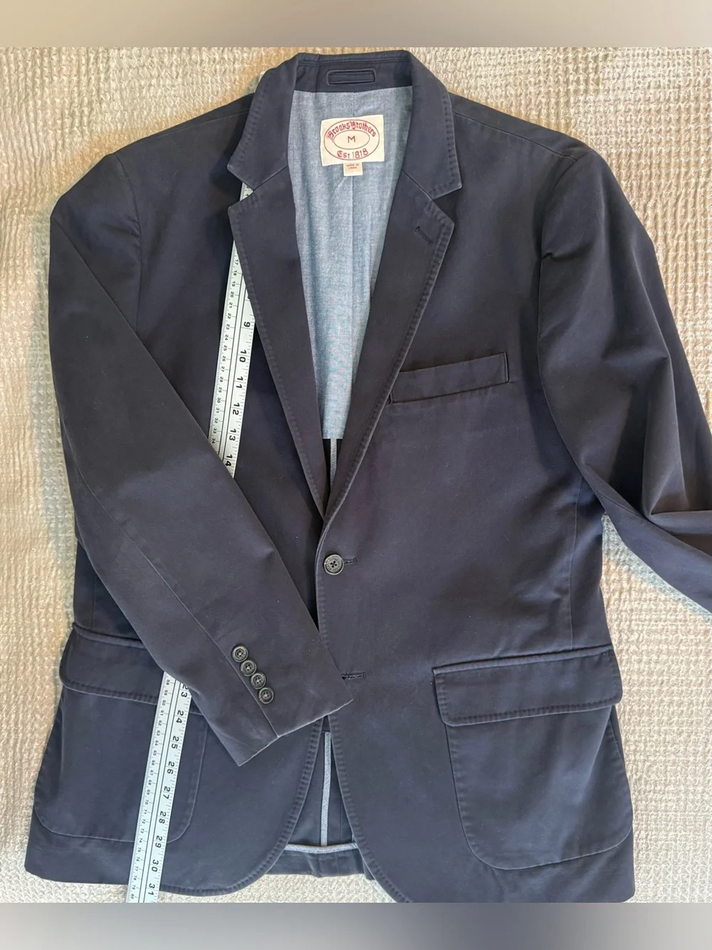 Brooks Brothers Navy 100% Cotton Unstructured Sport Coat Blazer M